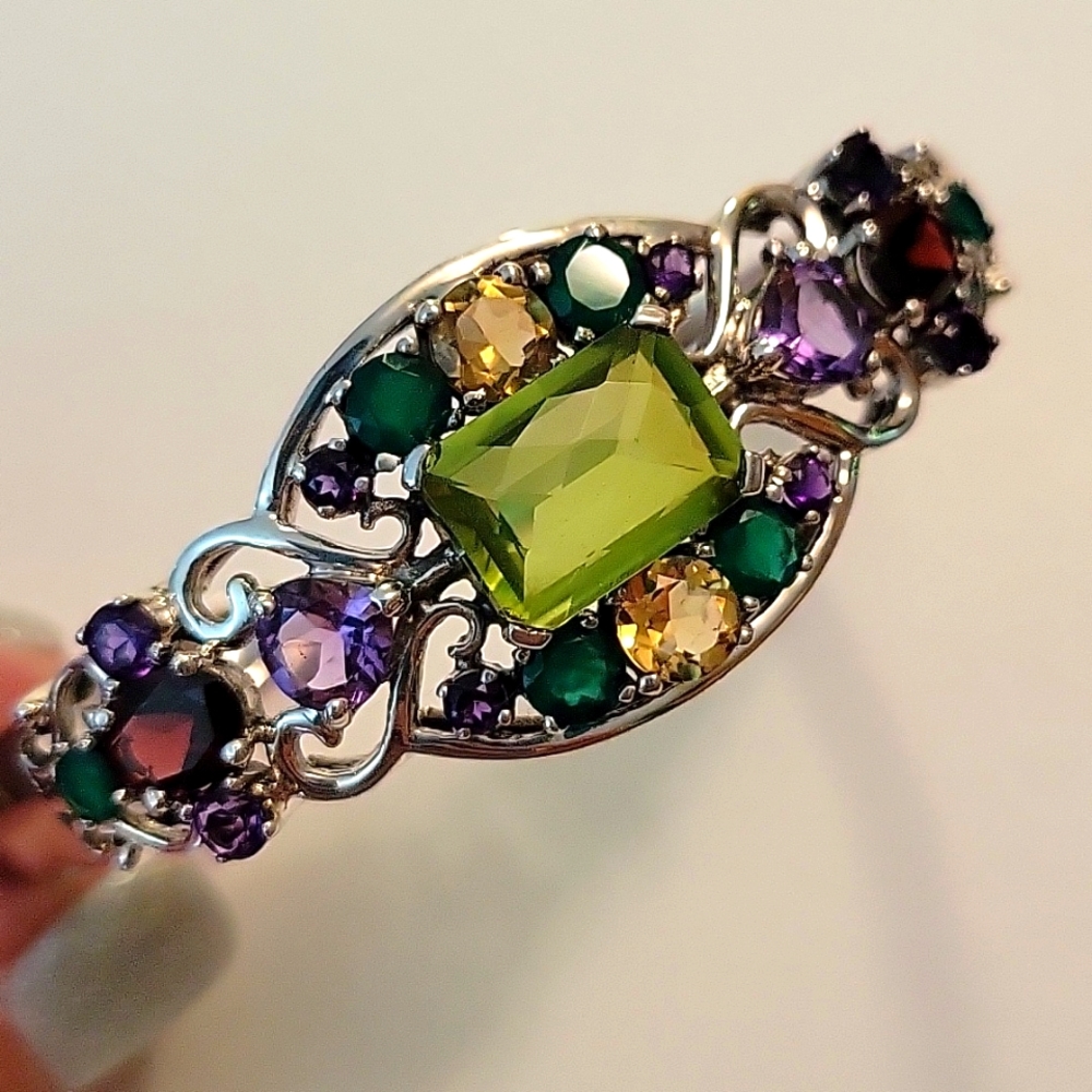 Nicky Butler multi gemstone Sterling silver bangle bracelet